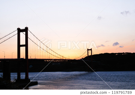 Hirado Bridge spanning from Tabira to Hirado Hirado Bridge spanning from Tabira to Hirado 119791789