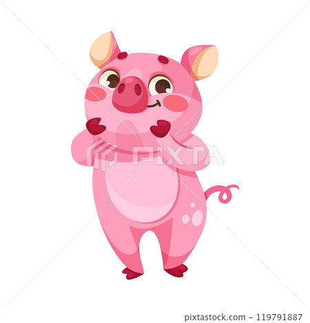 Pink Piglet Character in Standing Pose Vector Illustration Pink Piglet Character in Standing Pose Vector Illustration 119791887