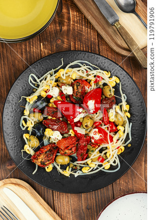 Spicy pickled vegetables salad. Spicy pickled vegetables salad. 119791906