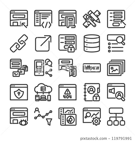 與主頁製作和管理相關的圖標集 119791991