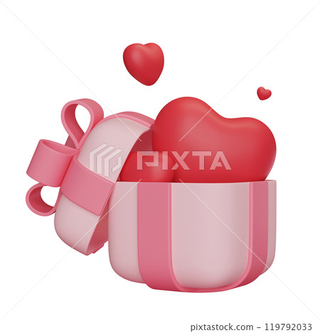 heart coming out of the box 3D graphic heart coming out of the box 3D graphic 119792033