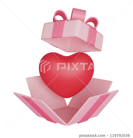 Heart in an open box 3D graphic 119792036