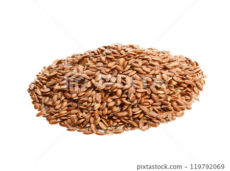 Flax seed on white background. 119792069