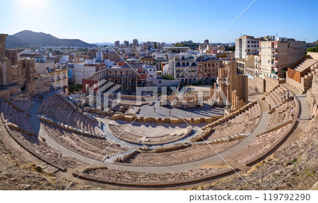 Ruins of the Roman amphitheater in Cartagena, Spain 119792290