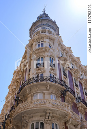 Facade of the grand hotel in Cartagena in Murcia, Spain. Facade of the grand hotel in Cartagena in Murcia, Spain. 119792291