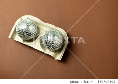 Christmas disco balls in a coffee cup holder Christmas disco balls in a coffee cup holder 119792395