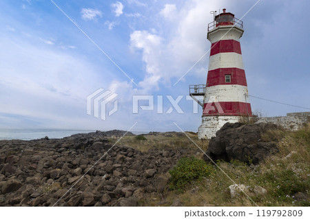 Brier Island lighthouse overlooking the bay of Fundy 119792809