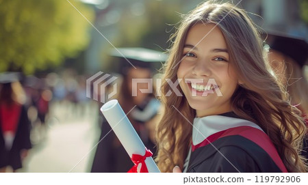 Graduate holding his diploma 03 119792906