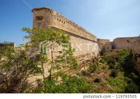 Fort Saint Elmo guarding the entrance to Valletta's harbors, Valletta Malta 119793505