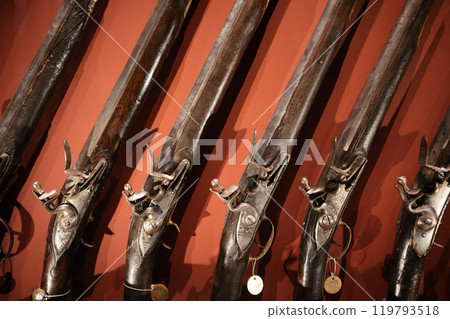 Valletta, Malta - Grandmaster Palace hosts an exposition of historic rifles. 119793518