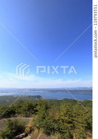 Kagoshima Bay and Kinko Bay as seen from Yunohira Observatory Kagoshima Bay and Kinko Bay as seen from Yunohira Observatory 119793551