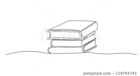 Books one continuous line illustration. Hand drawn sketch Books one continuous line illustration. Hand drawn sketch 119793743