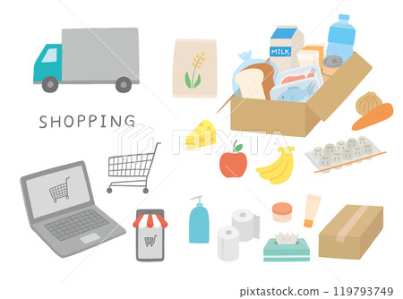 與網路超市相關的手繪插畫集（彩色/無主線） 119793749