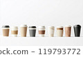 Side view of various types of paper cups 119793772