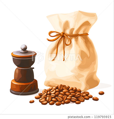 Freshly Ground Coffee and Beans on White Background Freshly Ground Coffee and Beans on White Background 119793915