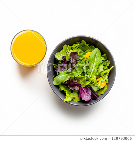 Fresh Salad with Juice on White Background Fresh Salad with Juice on White Background 119793966