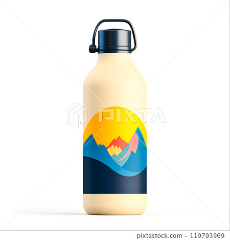 Vibrant Mountain Scene on Water Bottle Design 119793969