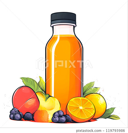 Fresh Fruit Juice with Colorful Ingredients Displayed 119793986