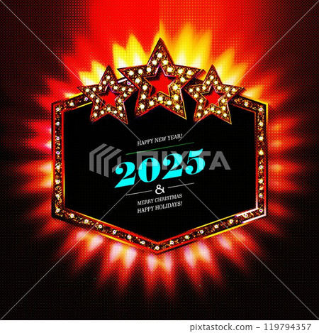 Simple Happy New Year 2025 poster design Simple Happy New Year 2025 poster design 119794357