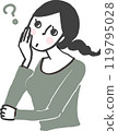 一個有疑問的女人。問號。 119795028