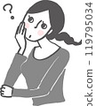 一個有疑問的女人。問號。 119795034