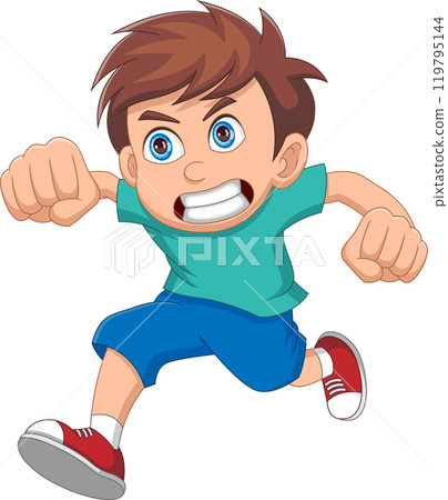 angry boy and ran with clenched fists angry boy and ran with clenched fists 119795144