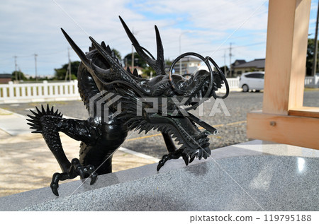 Beautiful Haruko Shrine, Shimonakajo, Gyoda City, Saitama Prefecture, dragon on the chozuya 119795188