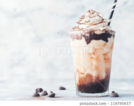 chocolate milkshake with whipped cream 119795637