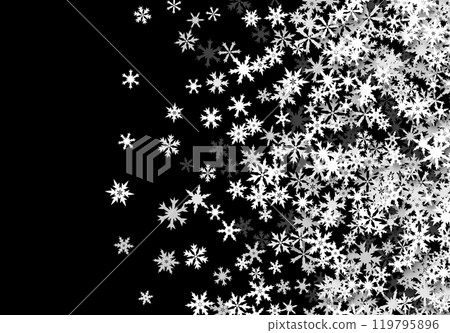 Christmas background with falling snowflakes. Winter holiday background or frame with pattern of layered snow. 119795896