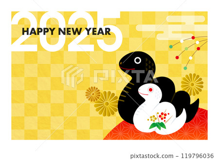 2025可愛蛇親子新年賀卡蛇年 2025可愛蛇親子新年賀卡蛇年 119796036