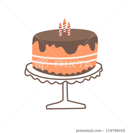 Illuminated candles on birthday cake 119796058