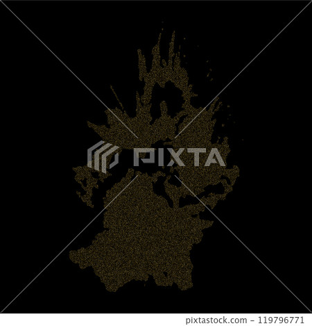 Splash of gold color on a black background. Golden dust. Splash of gold color on a black background. Golden dust. 119796771