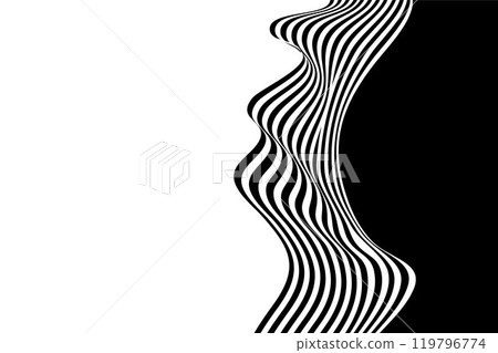 Black and white curved line stripe moving wave abstract background. 119796774