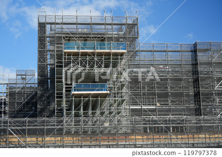 Construction site scaffolding 119797378