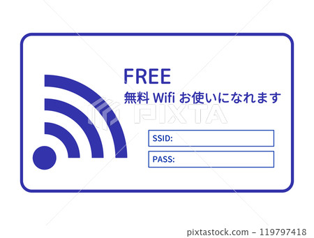 免費Wi-Fi接入資訊牌(帶ID和密碼字段,向量格式) 免費Wi-Fi接入資訊牌(帶ID和密碼字段,向量格式) 119797418