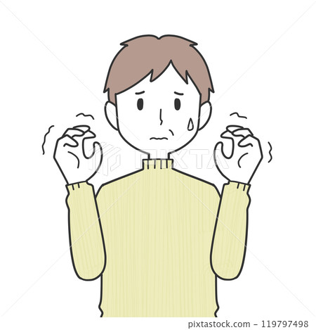 Middle-aged man with shaking hands 119797498
