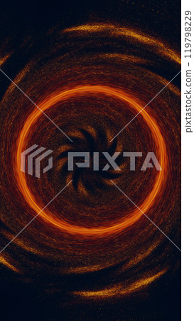 Vibrant swirling abstract circular fractal design in burning orange color on black art illustration abstract background. Vibrant swirling abstract circular fractal design in burning orange color on black art illustration abstract background. 119798229