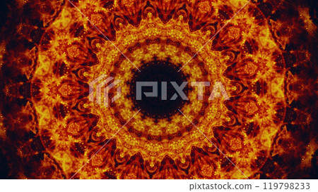 Intricate vibrant fiery mandala design for meditation relaxation spiritual themes harmony tranquility art illustration abstract background. Intricate vibrant fiery mandala design for meditation relaxation spiritual themes harmony tranquility art illustration abstract background. 119798233