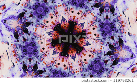Abstract kaleidoscope pattern with intricate symmetrical elements in vibrant purple pink colors art illustration abstract background. 119798261