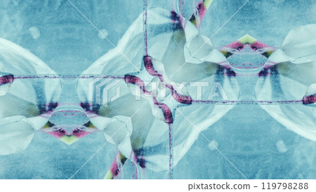 Symmetrical pattern textured blue pink elements visual fractal effect art illustration abstract background. 119798288
