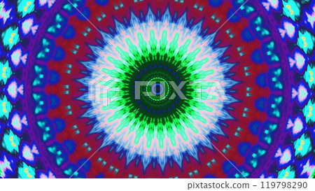 Vivid captivating mandala art with kaleidoscopic patterns radiant colors in digital design art illustration abstract background. 119798290