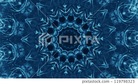 Symmetrical blue kaleidoscope design with intricate geometric shapes abstract artwork art illustration background. Symmetrical blue kaleidoscope design with intricate geometric shapes abstract artwork art illustration background. 119798323