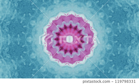 Kaleidoscope design blend of pink blue color round pattern with intricate details art illustration abstract background. 119798331