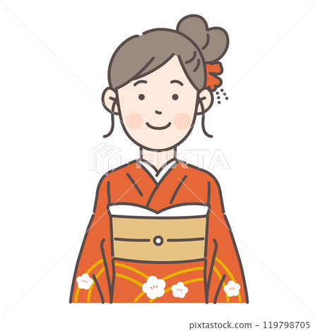Smiling woman in long-sleeved kimono 119798705
