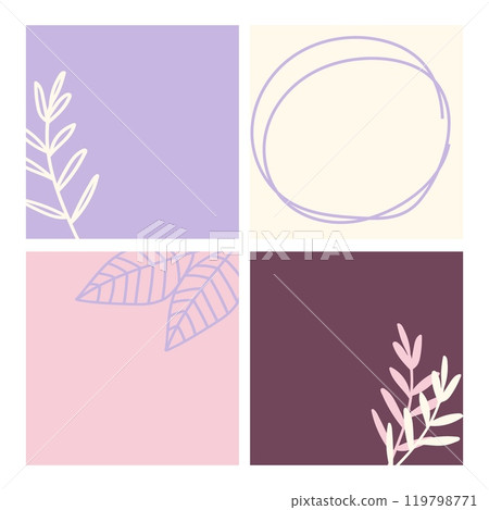 Social Media Post Templates for Mobile Apps. Minimalistic abstract background design in pastel rose and violet colors. Can be used for fashion, beauty, cosmetics content. Vector Illustration Social Media Post Templates for Mobile Apps. Minimalistic abstract background design in pastel rose and violet colors. Can be used for fashion, beauty, cosmetics content. Vector Illustration 119798771