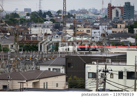 The Narita Express passing through Tokyo (Edogawa Ward, Tokyo) The Narita Express passing through Tokyo (Edogawa Ward, Tokyo) 119798919