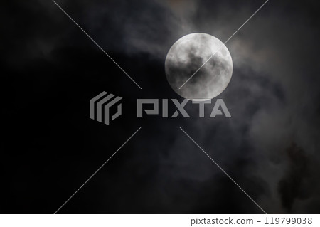 Supermoon hidden by clouds 119799038