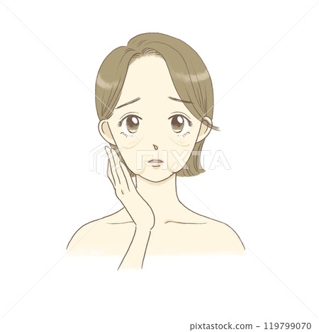 一名面部下垂的女性的插圖 119799070