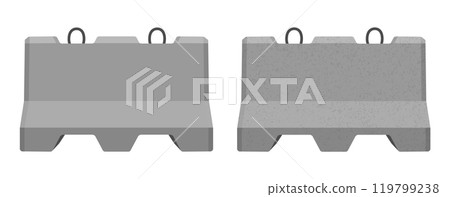 Realistic concrete road barrier icon symbol set. Blank empty gray Traffic concrete barricades sign. collection. Vector illustration image. Isolated on white background. Realistic concrete road barrier icon symbol set. Blank empty gray Traffic concrete barricades sign. collection. Vector illustration image. Isolated on white background. 119799238