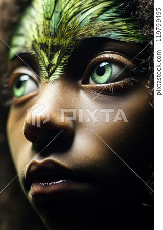 an African child with striking green eyes 119799495